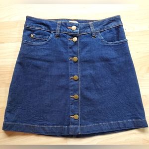 Abound dark denim mini skirt, button front, size 1 Juniors